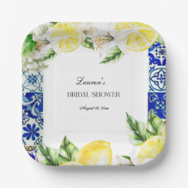 Blue Tile Lemon Italian Bridal Shower  Pappteller