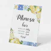 Blue Tile Lemon Italian Positano Mimosa Bar Sign Sockelschild (Vorderseite)