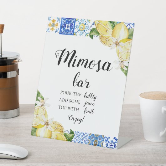 Blue Tile Lemon Italian Positano Mimosa Bar Sign Sockelschild (In SItu)