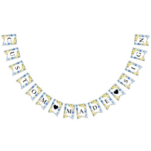 Blue Tile Lemon Italienisch Custom Text Bunting Fl Wimpelkette