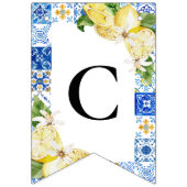 Blue Tile Lemon Italienisch Custom Text Bunting Fl Wimpelkette (Erste Fahne)