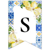 Blue Tile Lemon Italienisch Custom Text Bunting Fl Wimpelkette (Dritte Fahne)