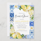 Blue Tile Lemon Italienische Brautdusche Einladung (Vorderseite)