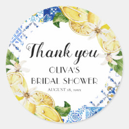 Blue Tile Lemon Italienische Brautparty Stickers