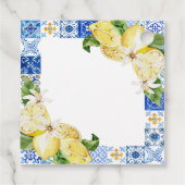 Blue Tile Lemon Italienische Brautparty Stickers Geschenkanhänger (Rückseite)