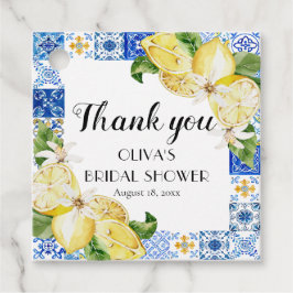 Blue Tile Lemon Italienische Brautparty Stickers Geschenkanhänger