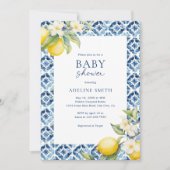 Blue Tile Lemon Italienische Summer Baby Dusche Einladung (Vorderseite)
