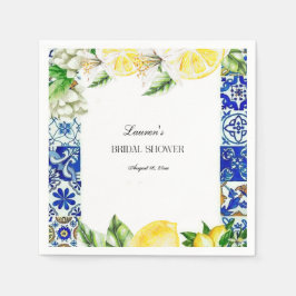 Blue Tile Lemon Italienischer Brautparty Empfang Serviette
