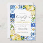 Blue Tile Lemon Italienischer Polterabend Einladun Einladung (Vorderseite)