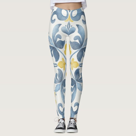 Blue Tile Lemon Leggings (Vorderseite)