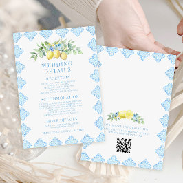 Blue Tile Lemon Mediterranean Wedding Details Begleitkarte