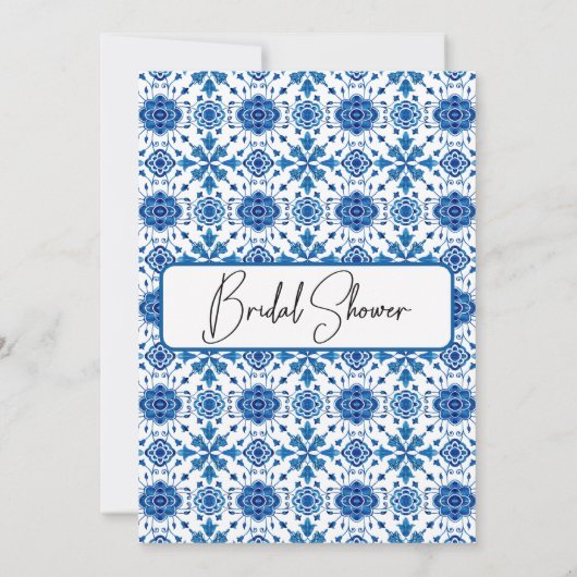Blue Tile Lemon Themed Bridal Dusche Einladung (Rückseite)