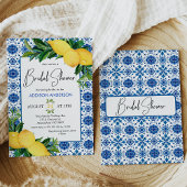 Blue Tile Lemon Themed Bridal Dusche Einladung