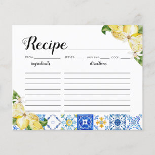 Blue Tile Lemons Brautparty Rezept Card