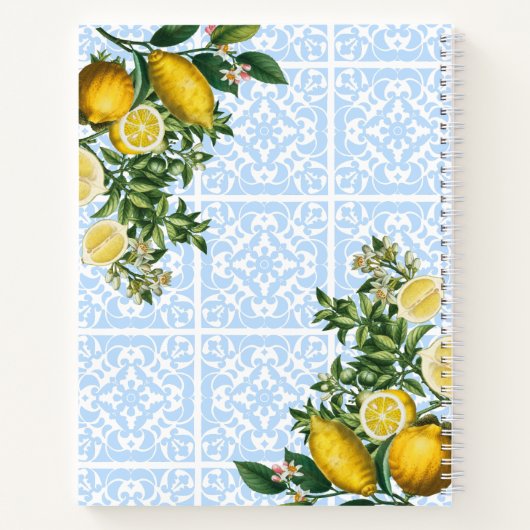 Blue Tile & Lemons Brautparty Rezepte Notizblock (Rückseite)