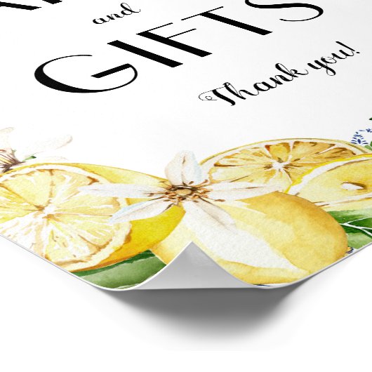 Blue Tile Lemons Card und Geschenkzeichen Poster (Ecke)