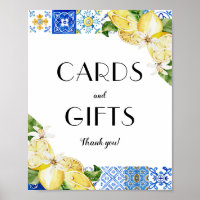 Blue Tile Lemons Card und Geschenkzeichen