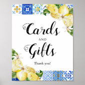 Blue Tile Lemons Card und Geschenkzeichen Poster (Vorne)