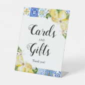 Blue Tile Lemons Card und Geschenkzeichen Sockelschild (Vorderseite)