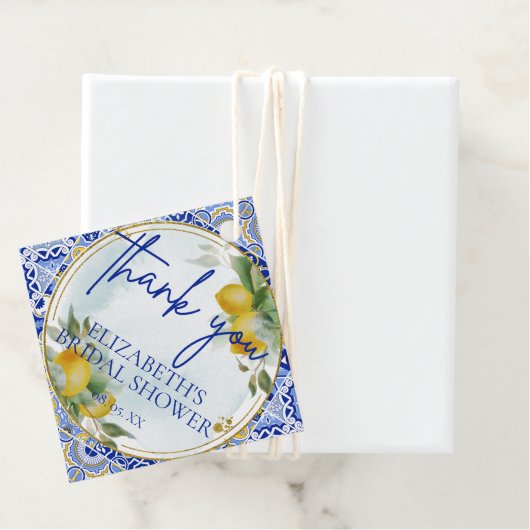 Blue Tile Lemons Script Danke Brautparty Geschenkanhänger (Beispiel)