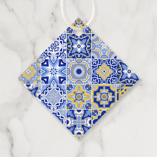 Blue Tile Lemons Script Danke Brautparty Geschenkanhänger (Rückseite)