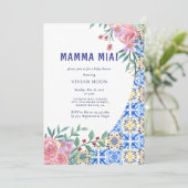 Blue Tile Mamma Mia Baby Dusche Einladung (Stehend Vorderseite)