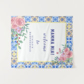 Blue Tile Mamma Mia Baby Dusche Empfang Wandteppich (Vorderseite (Horizontal))