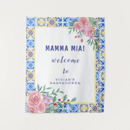 Blue Tile Mamma Mia Baby Dusche Empfang Wandteppich