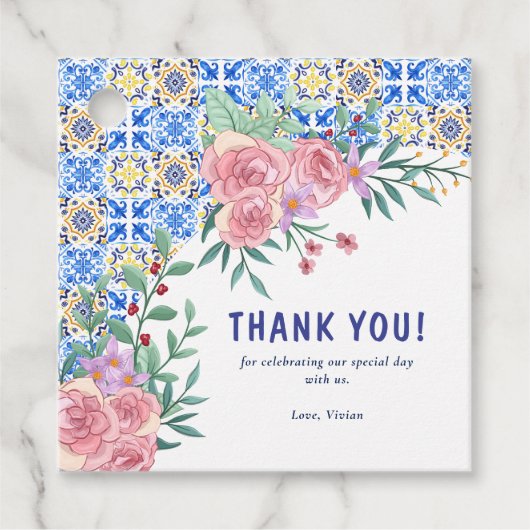 Blue Tile Mamma Mia Baby Dusche Geschenkanhänger (Vorderseite)