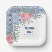 Blue Tile Mamma Mia Baby Dusche Pappteller (Vorderseite)