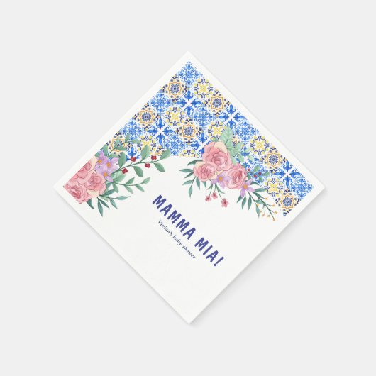 Blue Tile Mamma Mia Baby Dusche Serviette (Ecke)