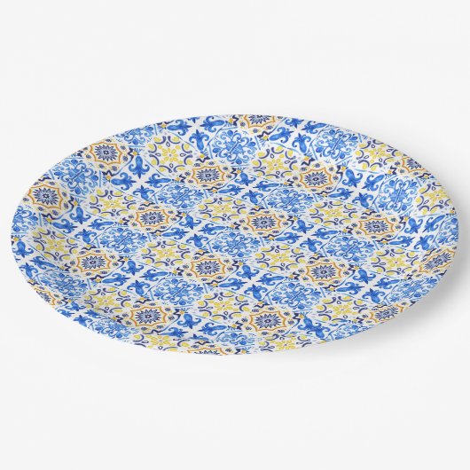 Blue Tile Mamma Mia Pappteller (Schrägansicht)