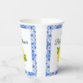 Blue Tile Mediterranean Lemon Baby Dusche Pappbecher (Links)