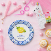 Blue Tile Mediterranean Lemon Baby Dusche Pappteller (Party)