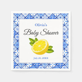 Blue Tile Mediterranean Lemon Baby Dusche Serviette