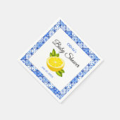 Blue Tile Mediterranean Lemon Baby Dusche Serviette (Ecke)