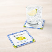 Blue Tile Mediterranean That's Amore Brautparty Rechteckiger Pappuntersetzer (Vor Ort)