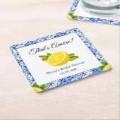 Blue Tile Mediterranean That's Amore Brautparty Rechteckiger Pappuntersetzer (angewinkelt)