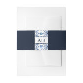 Blue Tile Monogram Italian Wedding Einladungsbanderole (Vorderseite Beispiel)