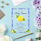 Blue Tile Positano Lemon Babydusche Acryleinladungen (In Situ (Hochzeit))