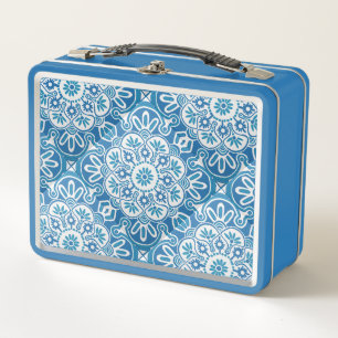 Blue tile Print Lunch Box