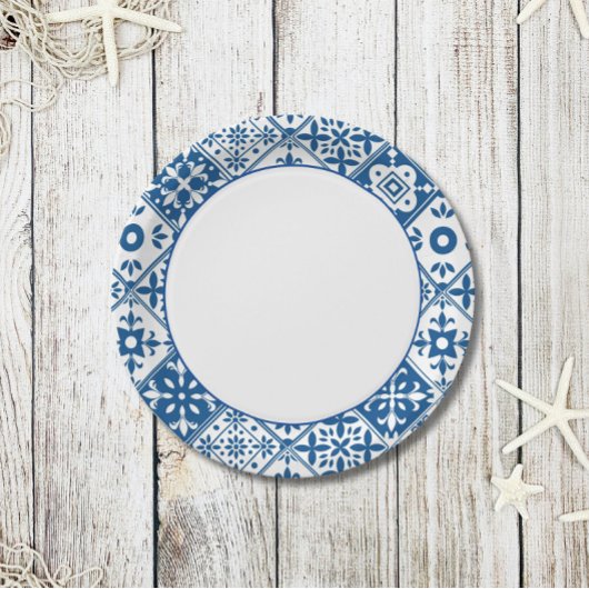 Blue Tile Santorini griechisch/spanisch Thema Pappteller