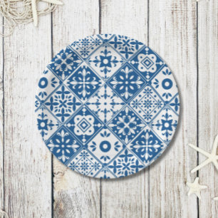 Blue Tile Santorini griechisch/spanisch Thema Pappteller