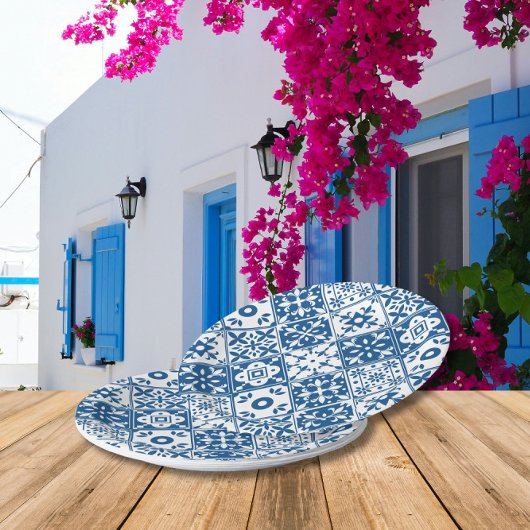 Blue Tile Santorini griechisch/spanisch Thema Pappteller