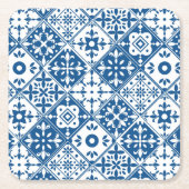 Blue Tile Santorini griechisch/spanisch Thema Rechteckiger Pappuntersetzer (Vorderseite)