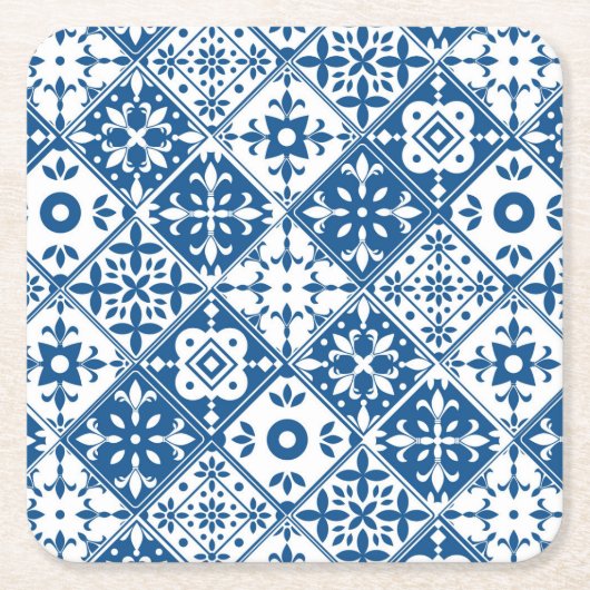 Blue Tile Santorini griechisch/spanisch Thema Rechteckiger Pappuntersetzer (Vorderseite)