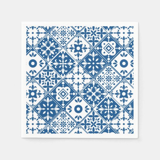 Blue Tile Santorini griechisch/spanisch Thema Serviette (Vorderseite)