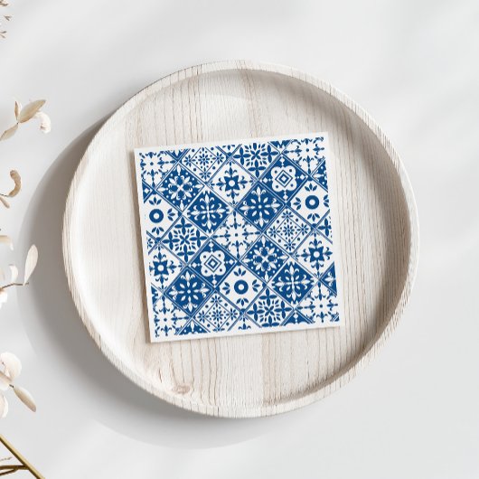 Blue Tile Santorini griechisch/spanisch Thema Serviette