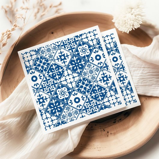 Blue Tile Santorini griechisch/spanisch Thema Serviette