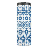 Blue Tile Santorini griechisch/spanisch Thema Thermosbecher (Rückseite)